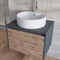 Тумба под раковину Stella Polar Эвита 60 подвесная Дуб Веллингтон Темно-серая арт-SP-00001056 — фото 1, Тумбы под раковину