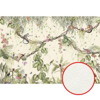 Фреска Ortograf Miracle 33868 Фактура флок FLK Флизелин (4*2,75) Бежевый/Разноцветный, Листья/Животные/Птицы арт-33868 (флок FLK) — фото 1, Фрески