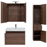 Комплект мебели для ванной Aquanet Нью-Йорк 85 подвесной Шпон Орех арт-211661 — фото 7, Комплекты мебели для ванной