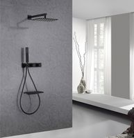 Душевая система Abber Rund с термостатом Черная матовая арт-AF8750B — фото 2, Встраиваемые душевые комплекты