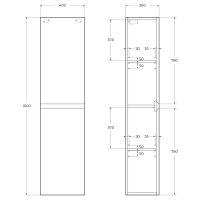 Товар: Шкаф пенал Cezares Molveno 40 подвесной Legno Grigio арт-MOLVENO-1600-2A-SC-LG - фото 5 Шкаф пенал Cezares Molveno 40 подвесной Legno Grigio арт-MOLVENO-1600-2A-SC-LG — фото 5, Пеналы для ванной комнаты