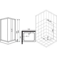 Душевой уголок Esbano ESR-8021 120x80 профиль Хром стекло рифленое арт-ESUGR8021 — фото 9, Прямоугольные душевые уголки