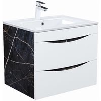 Тумба с раковиной Iddis Cloud 60 подвесная Белая матовая Черный мрамор арт-CLO60B0i95K — фото 1, Тумбы с раковиной
