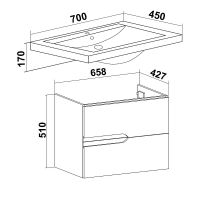 Тумба под раковину Runo Стокгольм 70 подвесная Белая арт-00-00001124 — фото 6, Тумбы под раковину