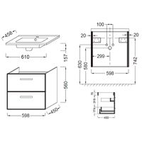 Тумба под раковину Jacob Delafon Ola 61 подвесная Серый антрацит арт-EB390RU-N14 — фото 3, Тумбы под раковину