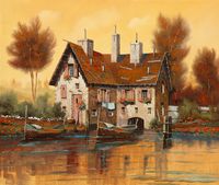 Фреска Ortograf Городской пейзаж живопись 11846 Фактура флок FLK Флизелин (3,2*2,7) Бежевый/Оранжевый/Желтый, Город/Пейзаж/Живопись арт-11846 (флок FLK) — фото 2, Фрески