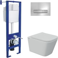 Комплект унитаза Berges Floe S Rimless с инсталляцией Atom Line с сиденьем Микролифт и клавишей смыва Хром глянцевый арт-043348 — фото 1, Комплекты унитаз + инсталляция