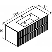 Тумба с раковиной Orka Moonlight 120 подвесная Голубая матовая арт-5001507 — фото 5, Тумбы с раковиной