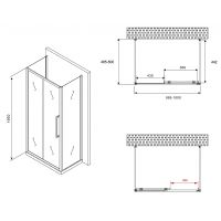 Душевой уголок Abber Schwarzer Diamant 100x50 профиль Черный стекло прозрачное арт-AG30100BH-S50B-S50B — фото 5, Прямоугольные душевые уголки