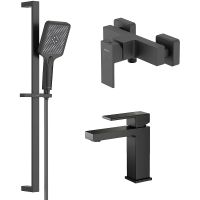 Комплект смесителей Aquatek Либра Черный матовый арт-AQ1631MB — фото 1, Готовые комплекты для ванной комнаты