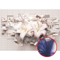 Фреска Ortograf 3D 33208 Фактура бархат серебро FX-S Флизелин (3,9*2,7) Белый/Розовый, Кирпич/Цветы/Абстракция арт-33208 (бархат серебро FX-S) — фото 1, Фрески