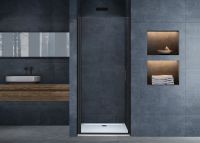 Душевая дверь Vincea Alpha 80 профиль Черный стекло прозрачное арт-VDP-3AL800CLB — фото 3, Распашные душевые двери