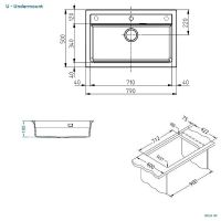 Кухонная мойка Alveus Granital Atrox 40 Beige G55 790x500 Бежевая арт-1140445 — фото 8, Кухонные мойки