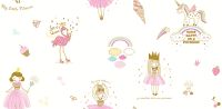 Обои детские Andrea Rossi Kids Land Винил на флизелине (1,06*10,05) Розовый, Принцессы арт-54268-1 — фото 2, Обои для стен