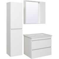 Зеркало со шкафом Runo Манхэттен 75 Белое арт-00-00001045 — фото 3, Зеркальные шкафы в ванную