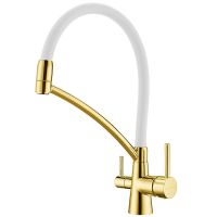 Смеситель для кухни Paulmark Siegen Золото Белый арт-Si213111-Gw — фото 1, Смесители для кухни