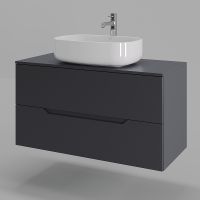 Тумба с раковиной Orange Line 100 подвесная Графит матовый арт-Li-100TugMDF+B07-540W — фото 1, Тумбы с раковиной