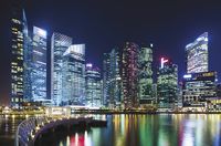 Фреска Ortograf Небоскребы 5392 Фактура бархат FX Флизелин (3,5*2,3) Синий/Разноцветный, Город арт-5392 (бархат FX) — фото 2, Фрески