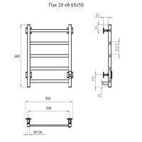 Электрический полотенцесушитель Тругор Пэк сп 20 кв 60х50 Графит арт-ПЭКсп20кв/6050графитВГП — фото 2, Электрические полотенцесушители