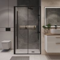 Душевой уголок Niagara Nova 110х80 профиль Черный матовый стекло прозрачное арт-NG-84-11AB-A80B-34 — фото 3, Прямоугольные душевые уголки