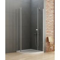 Душевой уголок New Trendy New Soleo Chrome 80х80 профиль Хром стекло прозрачное арт-K-0415 — фото 2, Душевые уголки четверть круга