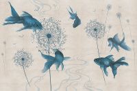 Фреска Ortograf Miracle 33851 Фактура бархат FX Флизелин (4,5*3) Бежевый/Синий, Рыбы арт-33851 (бархат FX) — фото 2, Фрески