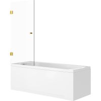 Шторка на ванну STWORKI Ольборг 70 профиль Золото стекло прозрачное арт-583128 — фото 5, Шторки для ванной распашные