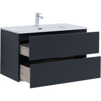 Тумба под раковину Aquanet Алвита New 90 подвесная Антрацит арт-303919 — фото 4, Тумбы под раковину