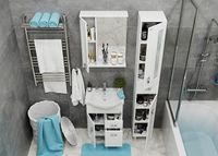 Зеркало со шкафом Onika Кристалл 58.01 с подсветкой Белое арт-205817 — фото 3, Зеркальные шкафы в ванную