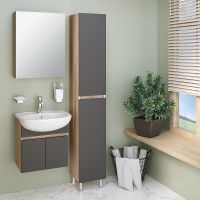 Тумба под раковину Runo Лада 50 подвесная Дуб серый Графит арт-00-00001367 — фото 3, Тумбы под раковину