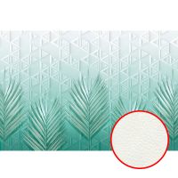 Фреска Ortograf Forma 32601 Фактура флок FLK Флизелин (4*2,7) Бирюзовый, Геометрия/Листья арт-32601 (флок FLK) — фото 1, Фрески