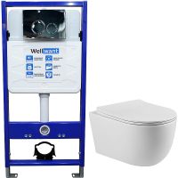 Комплект унитаза Vincea Evo Rimless VT1-34S с инсталляцией WellWant Standart 50 WWISI1110B с сиденьем Микролифт и клавишей смыва Хром глянцевый арт-VT1-34S+WWISI1110B — фото 1, Комплекты унитаз + инсталляция