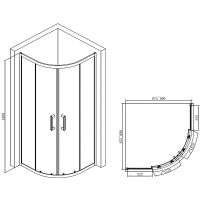 Душевой уголок Abber 90х90 профиль Черный стекло прозрачное арт-AG01090B — фото 5, Душевые уголки четверть круга