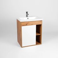 Тумба под раковину VIANT Бостон 60 подвесная Белая Дуб Вотан арт-VBOS60CO-T1STP — фото 2, Тумбы под раковину