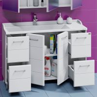 Тумба под раковину СанТа Омега 120 Белая арт-207043 — фото 4, Тумбы под раковину