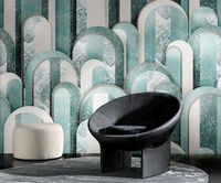 Панно Zambaiti Parati Trussardi VII Винил на флизелине (3*3) Бирюзовый/Серый, Абстракция арт-18975 — фото 2, Обои для стен