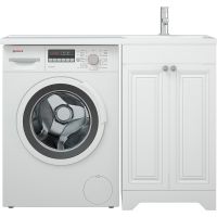 Тумба под раковину Corozo Леон 110 Белая матовая арт-SD-00000890 — фото 1, Тумбы под раковину