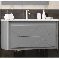 Тумба под раковину Opadiris Луиджи 100 подвесная Серая матовая арт-00-00005942 — фото 1, Тумбы под раковину