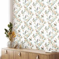 Обои Andrea Rossi Cheradi Винил на флизелине (1,06*10,05) Белый/Зеленый/Коричневый, Птицы/Цветы арт-54396-1 — фото 4, Обои для стен
