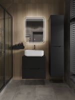 Тумба с раковиной Orange Line 60 подвесная Черная матовая арт-Li-60TubMDF+B05-500W — фото 5, Тумбы с раковиной