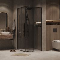 Душевой уголок Grossman Galaxy 100х100 профиль Черный матовый стекло тонированное арт-300.K33.01.1010.21.10 — фото 1, Квадратные душевые уголки