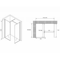 Душевая перегородка Abber Immer Offen 120 профиль Черный стекло прозрачное арт-AG67128B — фото 5, Душевые перегородки