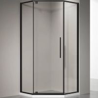 Душевой уголок Veconi Rovigo RV35B 90х90 профиль Черный матовый стекло прозрачное арт-RV35B-90-01-C7 — фото 2, Душевые уголки трапеция