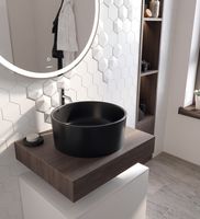 Тумба с раковиной STWORKI Ольборг 60 подвесная Белая матовая Дуб карпентер арт-481123 — фото 11, Тумбы с раковиной