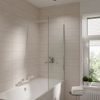 Шторка на ванну Grossman 120х140 профиль Хром стекло прозрачное арт-GR-103 — фото 1, Неподвижные шторки для ванной