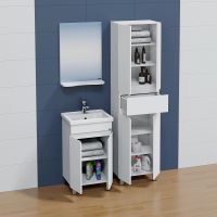 Шкаф пенал СанТа Марс 50 Белый арт-700249 — фото 5, Пеналы для ванной комнаты