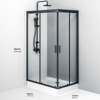 Душевой уголок AM.PM Gem 120х80 профиль Черный матовый стекло прозрачное арт-W90G-404-120280-BT — фото 6, Прямоугольные душевые уголки