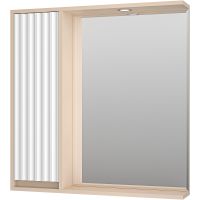 Зеркало со шкафом Brevita Balaton 80 L с подсветкой Белое матовое Бежевое матовое арт-BAL-04080-03-01Л — фото 1, Зеркальные шкафы в ванную