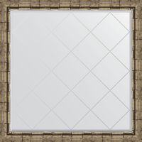 Зеркало Evoform Exclusive-G 103х103 с гравировкой в багетной раме - Серебряный бамбук 73 мм арт-BY 4437 — фото 1, Зеркала в ванную комнату