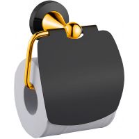 Держатель туалетной бумаги CeramaLux Luxury с крышкой Черный Золото арт-57507 — фото 1, Держатели туалетной бумаги